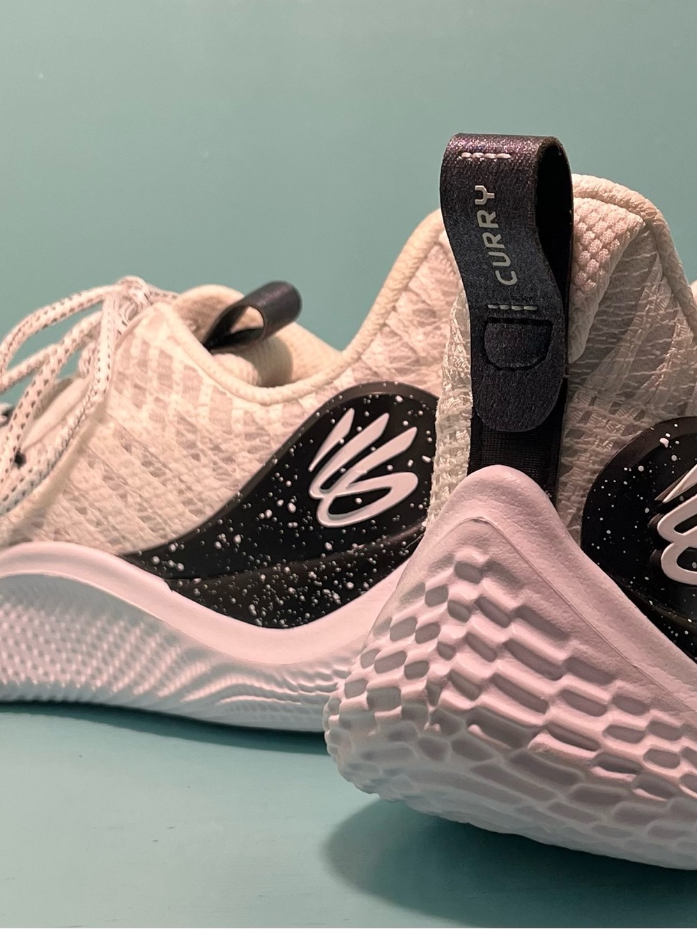 Under Armour Curry Flow 10 Men's Size 10.5 Black/White Knit Basketball Sneakers - Picture 8 of 12